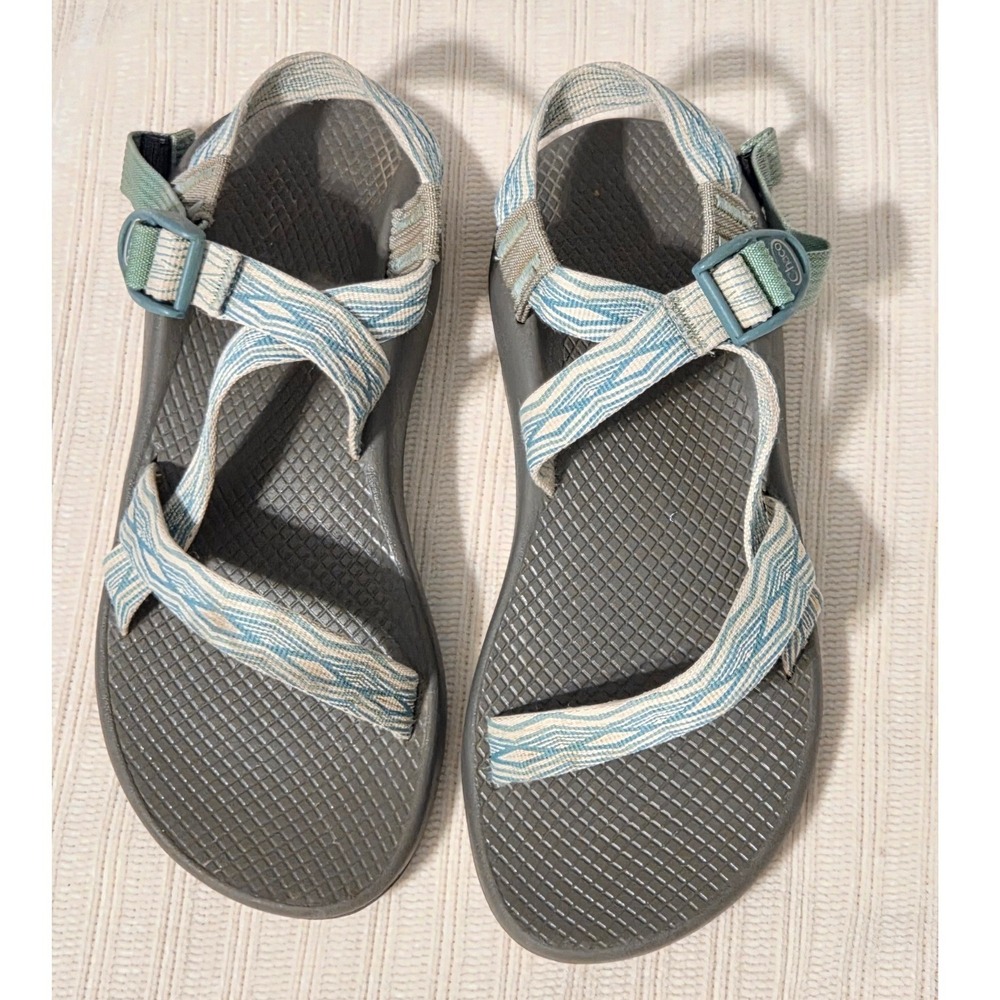 Chaco Z1 Classic Sandals Women's Size 8 Aqua Blue Gray Adjustable Hiking Outdoor